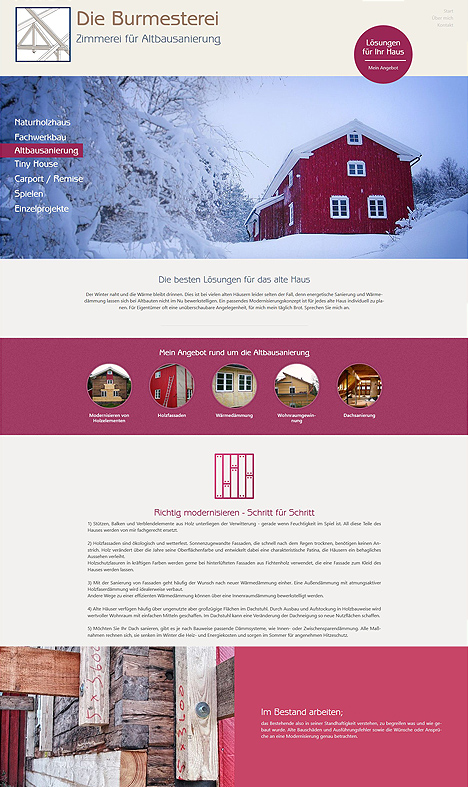 Webseite für Handwerker und Zimmerer mit eigenem Design von erica