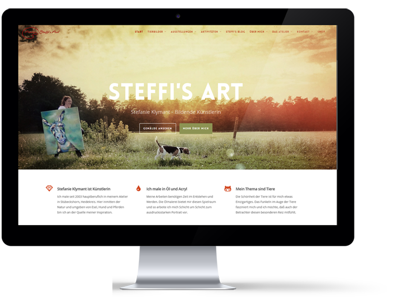 Webseite für Künstlerin, erica Webdesign für bildende Künstler