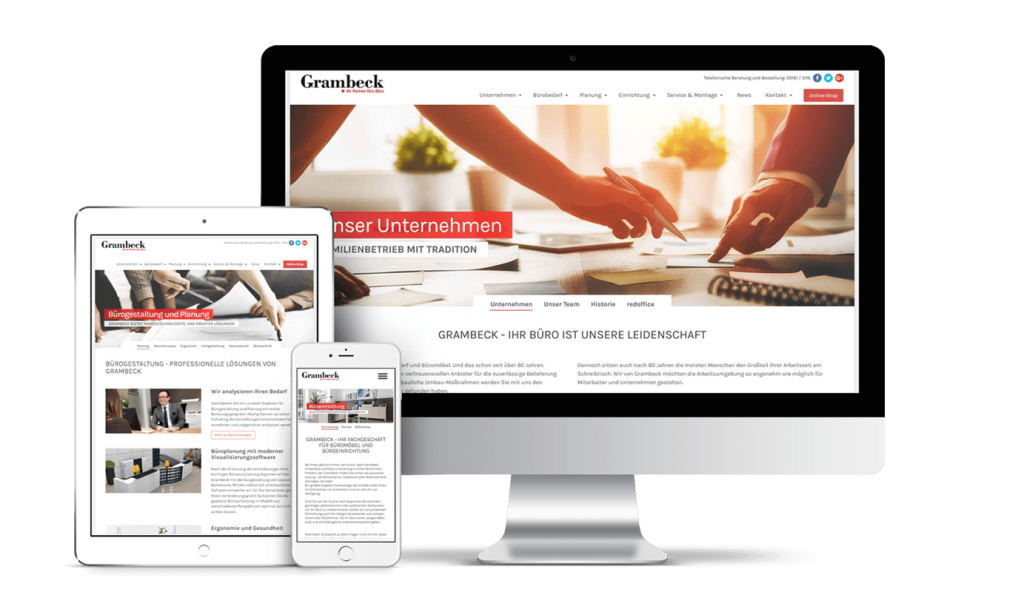 Unternehmenswebsite oerica: Büroeinrichtung Grambeck