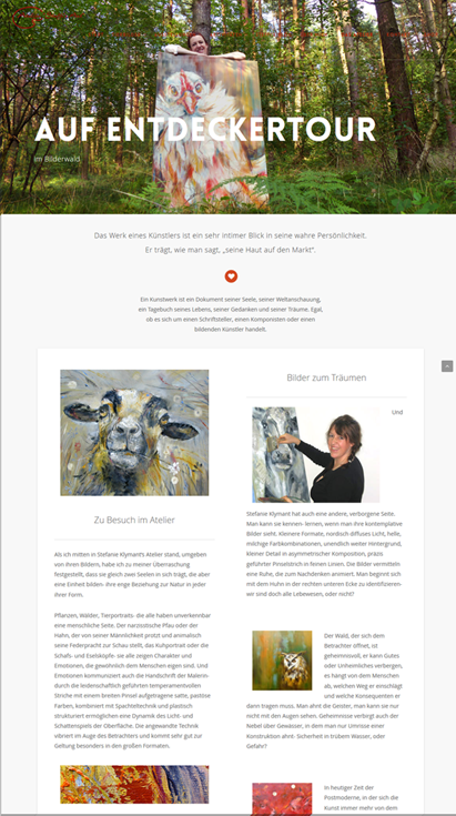 Eine Künstlerwebsite mit Ausstellungsterminen